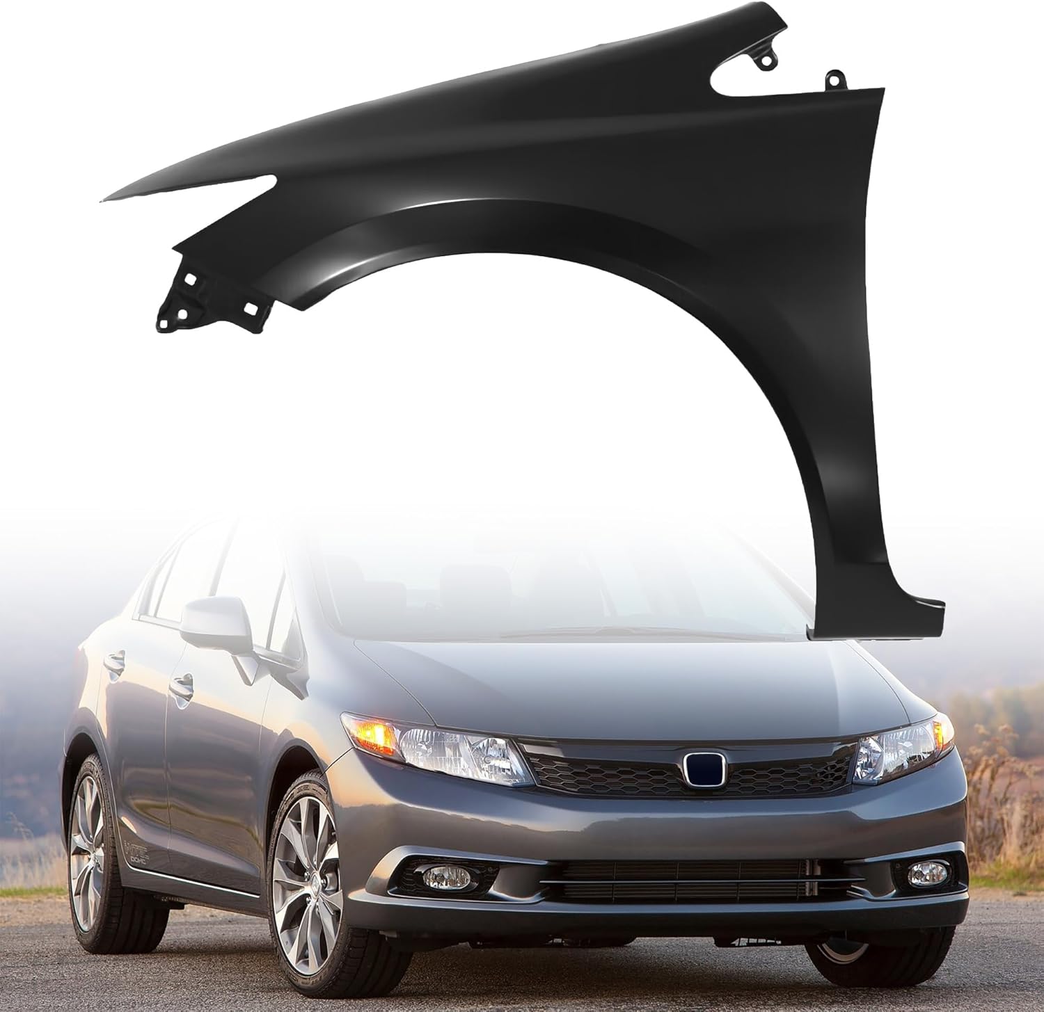 Primed Steel Fender Front Left Driver Side Fits for 2012-2015 Honda Civic Replaces HO1240181