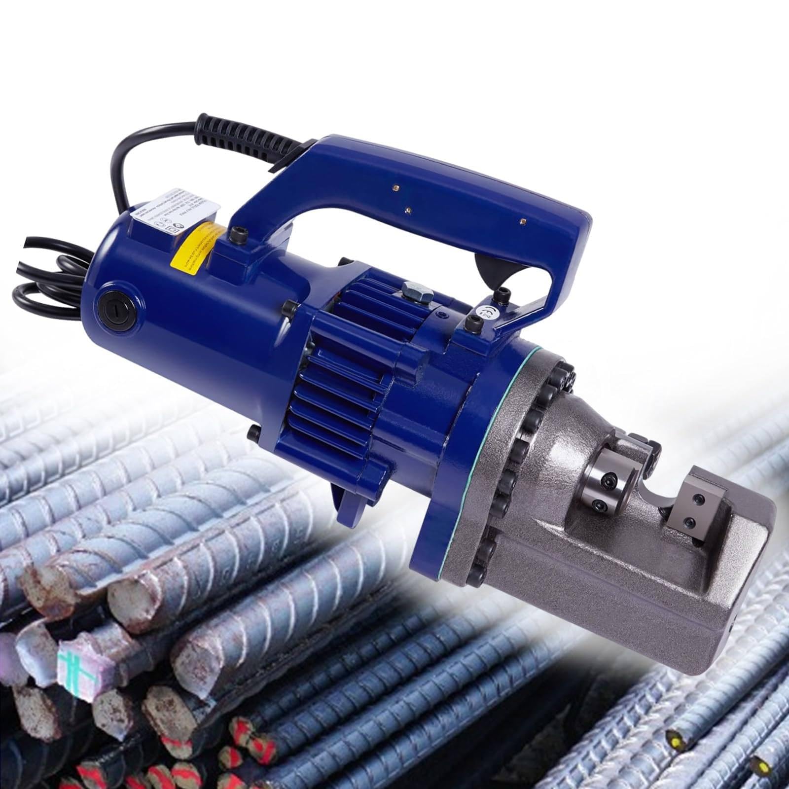 Cortadora de Varillas de Acero hidráulica eléctrica: máquina portátil de 1250 W, Corte rápido de 3 s, Herramienta eléctrica con Cable para Varillas de Acero de 4-20 mm. Blue