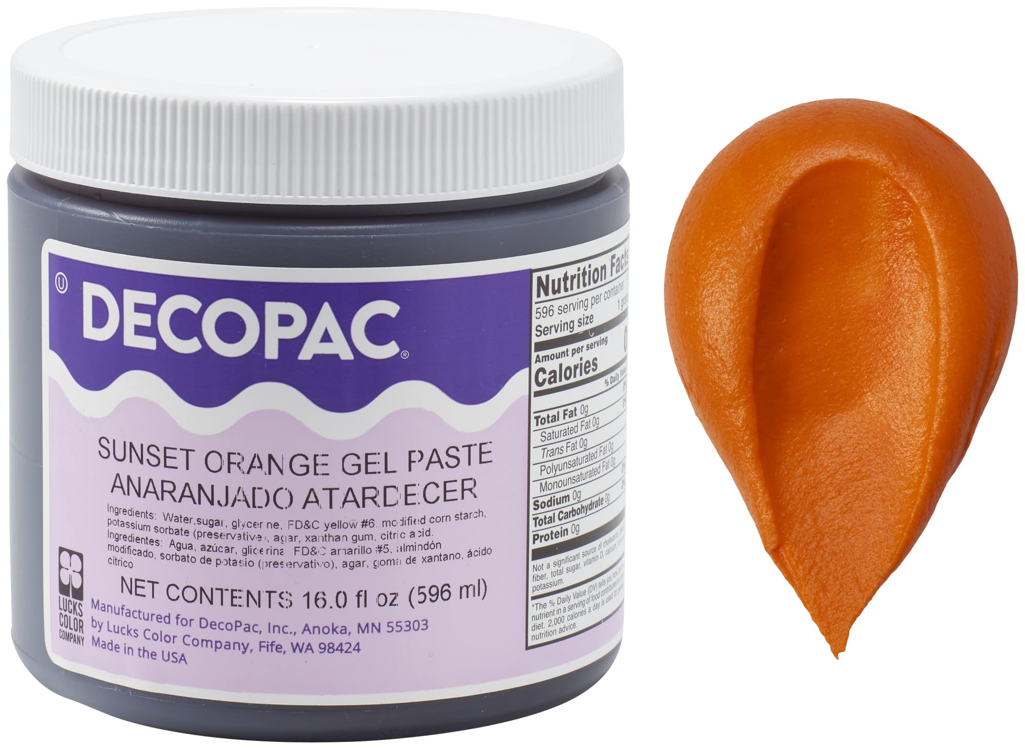 DecoPac Food Coloring | Paste Made In USA With Intense Colors, Food Color (Sunset Orange) 16oz Sunset Orange Food Coloring For Bakers