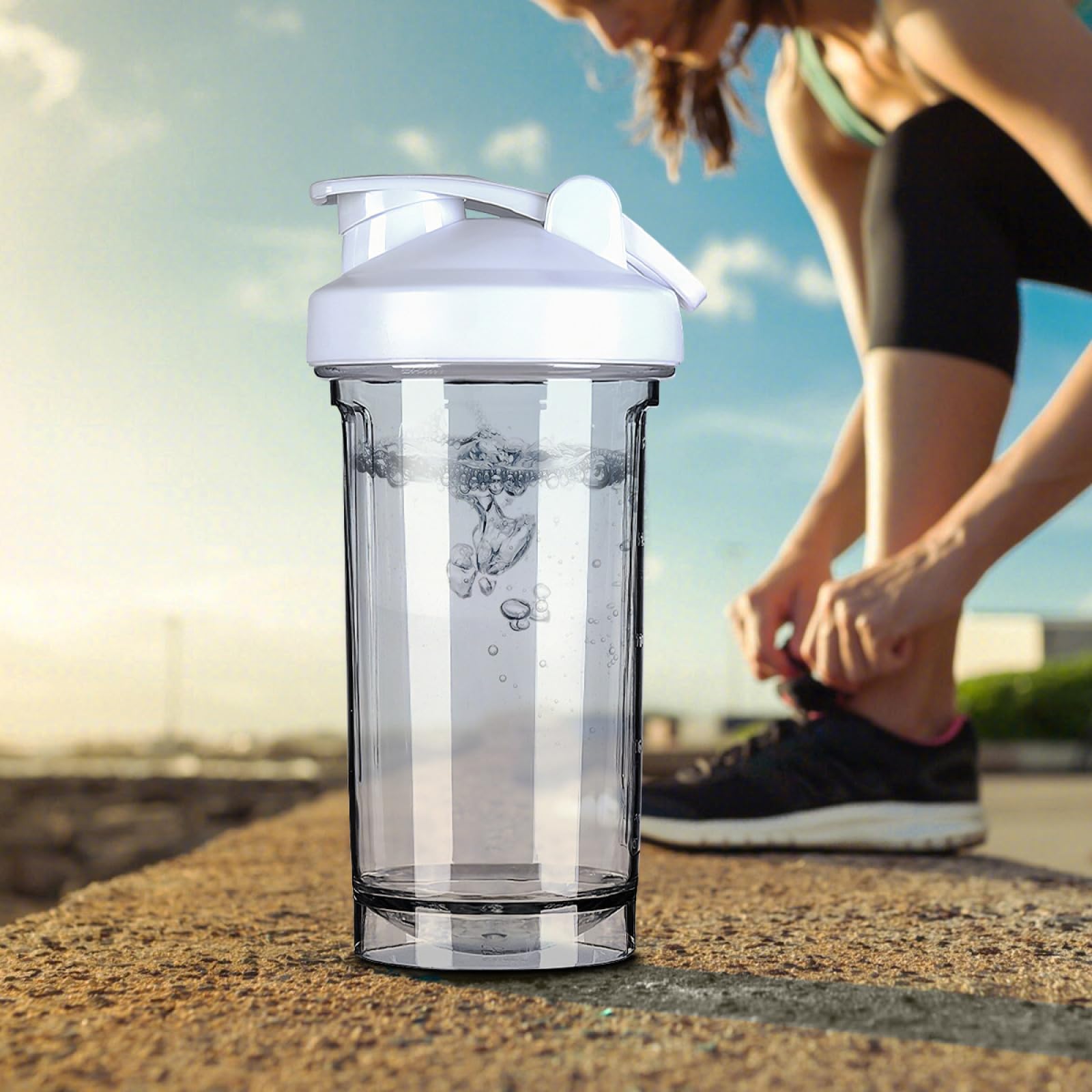 Botella mezcladora de proteínas blanca de 18 onzas para deportes, taza mezcladora personalizada para hombres y mujeres, deportes musculares, correr, gimnasio, botella de regalo