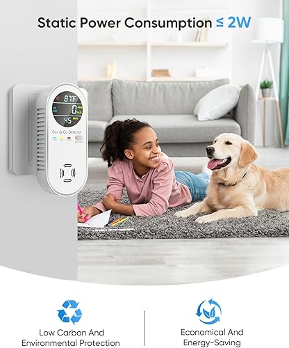 Miniatura 3 de Detectores de monóxido de carbono y detector de gas natural, detectores de monóxido de carbono 4 en 1 enchufables, detector de fugas de gas con