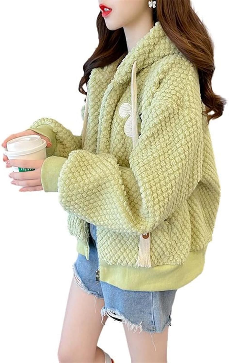 [Monotory] 厚手 ボアブルゾン ボアジャケット ボアコート レディース 学生 秋冬 保温 M-XL 大きいサイズ ゆったり