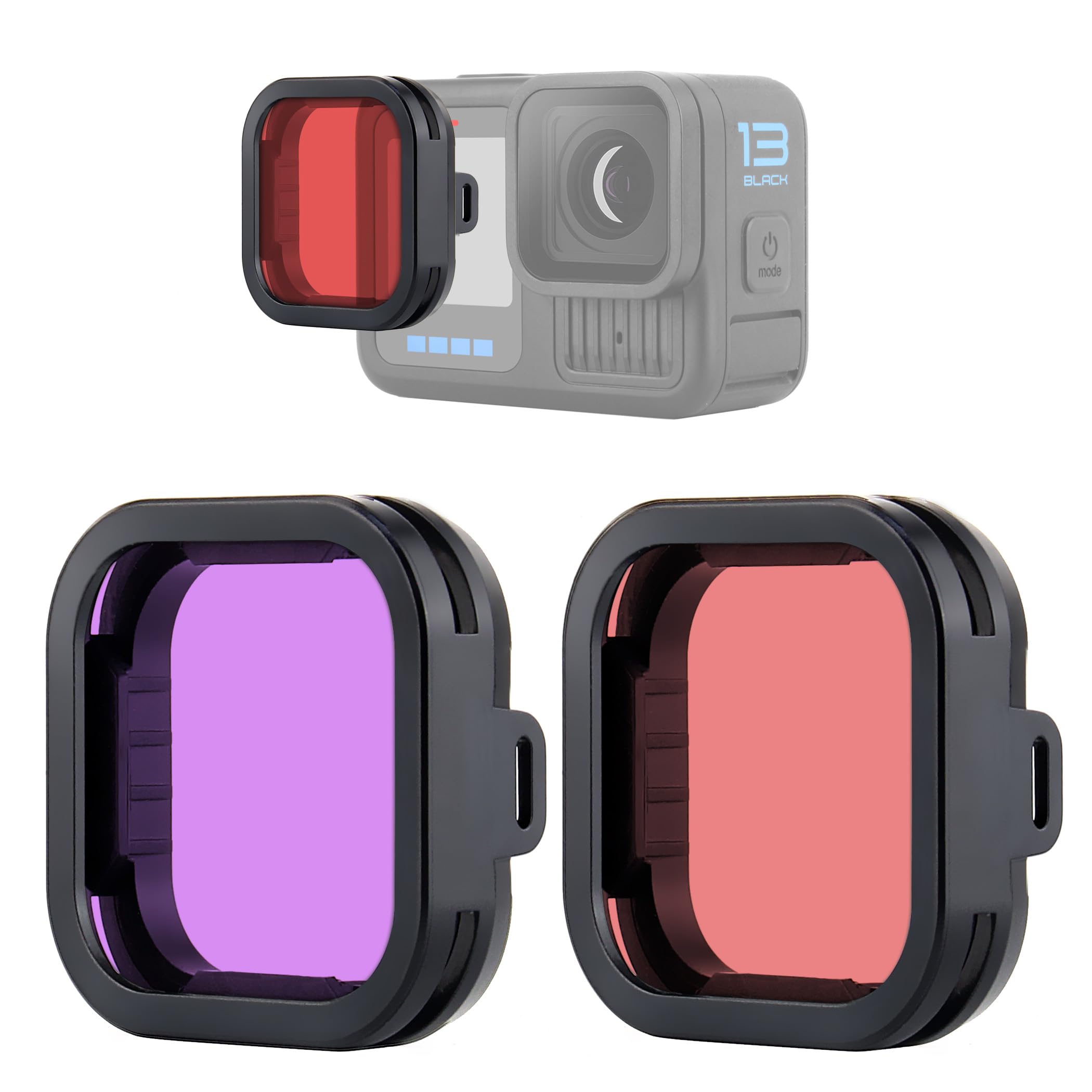 2-Pack Underwater Lens Filter Set for GoPro Hero 13 Black - Red & Magenta Color Correction Filters for Snorkeling & Shallow Dive Photography-image-45
