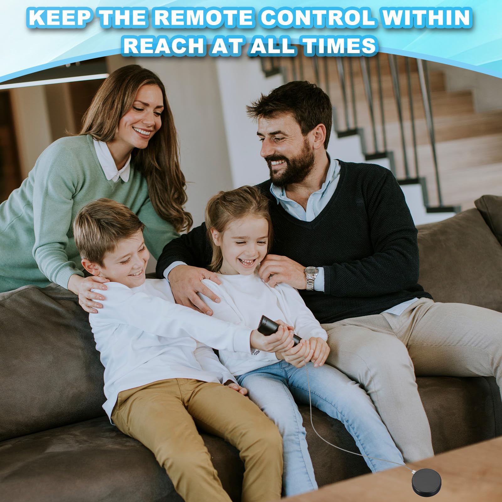 PATIKIL 5 Ft Cordino di Sicurezza Retrattile per Telecomando, Cavo di Sicurezza Rotondo con Doppio Adesivo per Telecomando TV Controller di Gioco, Nero (Fibbie di Bloccaggio)