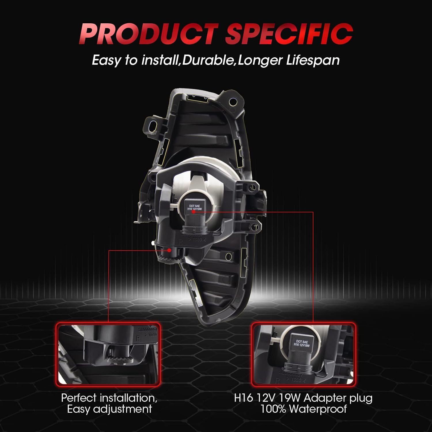 Fog Light Assembly Replacement For Toyota RAV4 2019 2020 2021 With H11 12V 55W Halogen Bulbs​Included Switch And Wiring Kit(Clear Lens)