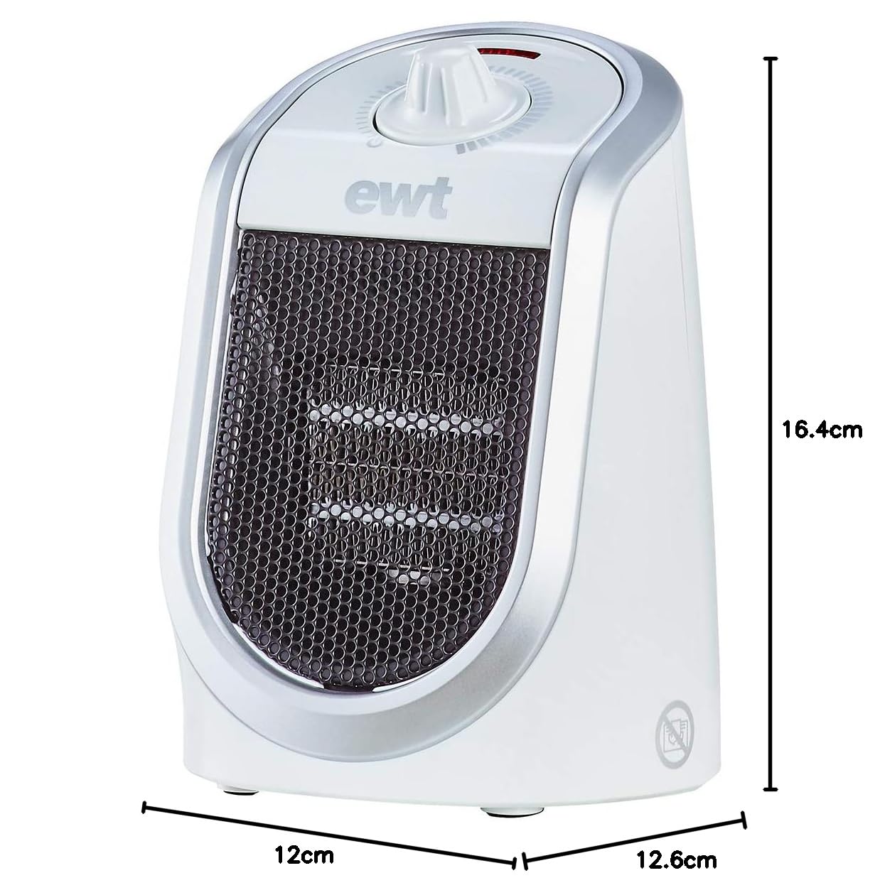 EWT Termoventilador cerámico DDF, unidad compacta de sobremesa con conexión USB y termostato, función de carga para smartphone, calefactor con iluminación LED, de ajuste continuo, 250 W