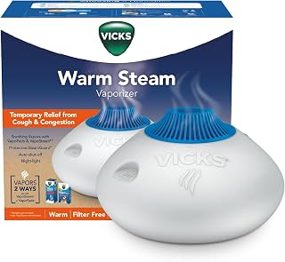 Vicks V150 Warm Steam Vaporizer Humidifier 1.5 Gallon Tank, Night Light, VapoPads VapoSteam Compatible for Cough Relief
