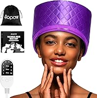 Vista 14 de Gorro térmico eléctrico térmico térmico para cabello afro negro natural, sombrero de tratamiento de spa caliente con control de temperatura
