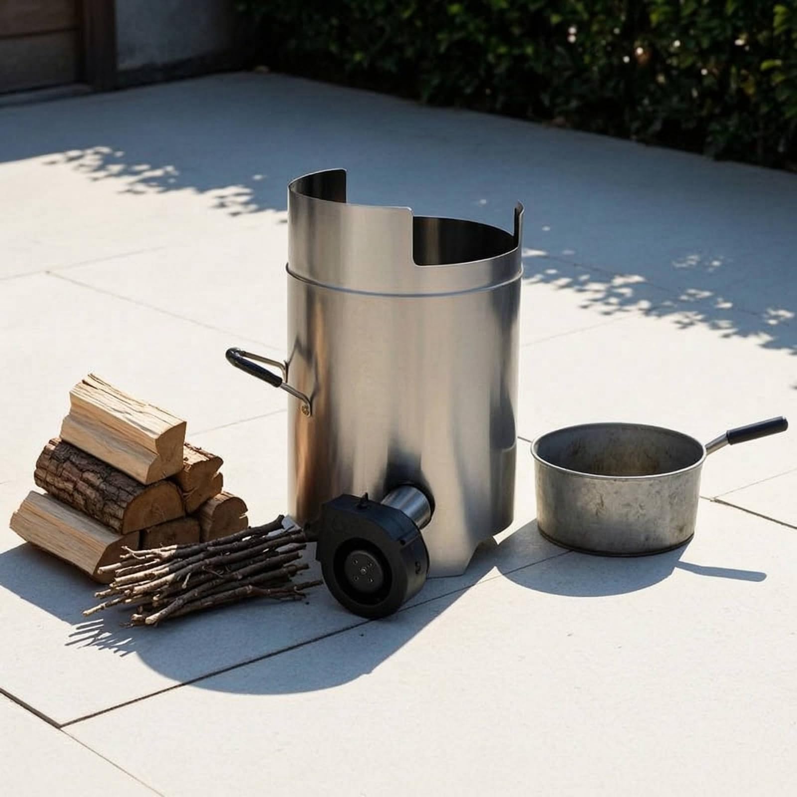 Cocina de Gasificación Portátil para Camping Estufa Hornillo Fogón con y Ventilación Asistida Estructura Resistente de Acero al