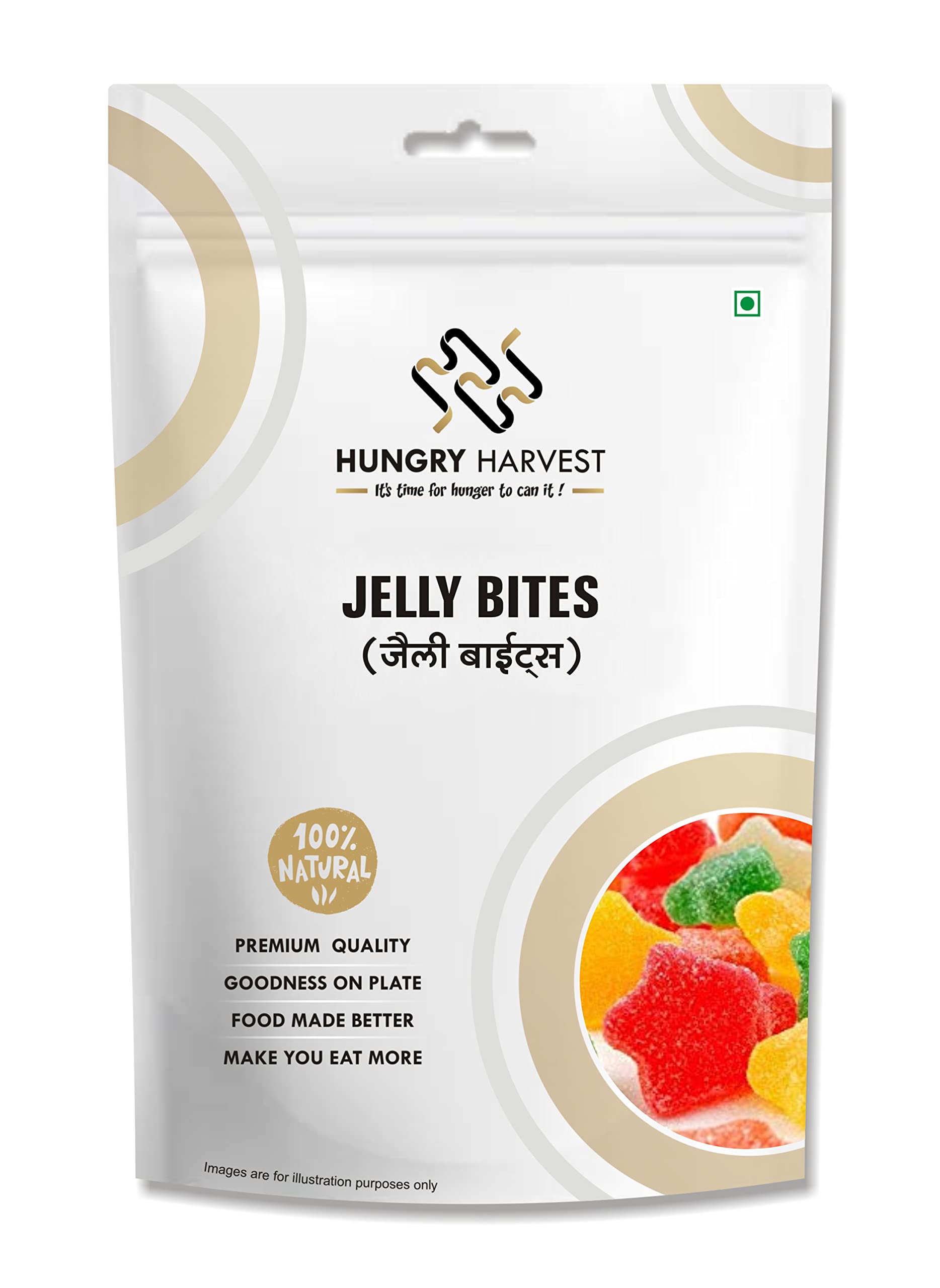 Hungry Harvest Jelly Bites Candy Soft Candy Sugar Coated Mix Colourful Candy 200 Gram