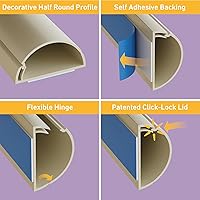 Vista 2 de D-Line Ocultador de cable semicircular, cubierta de cable patentada, ocultar cables de montaje en pared de TV, canaleta para cables, cubiertas