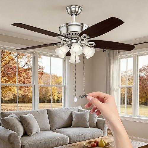 Miniatura 2 de SmoTecQ Extensor de cadena para ventilador de techo con bombilla decorativa de vidrio esmerilado y cable de ventilador, se adapta a todos los