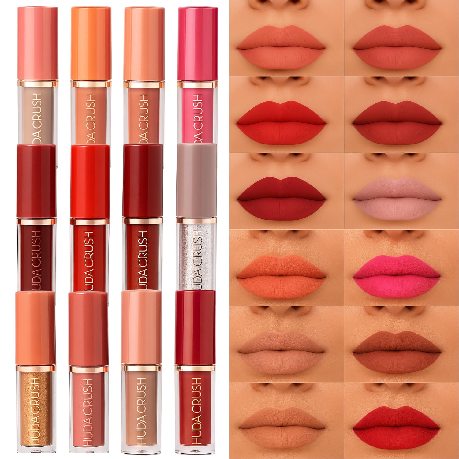 Mini Lipstick Combo Set – 12Pcs Liquid Lipstick Waterproof, Long Lasting Matte Finish, Red, Pink, Maroon, Nude, Brown Lipstick Gift Set for Women – Perfect Lipstick for Dusky Skin Tone