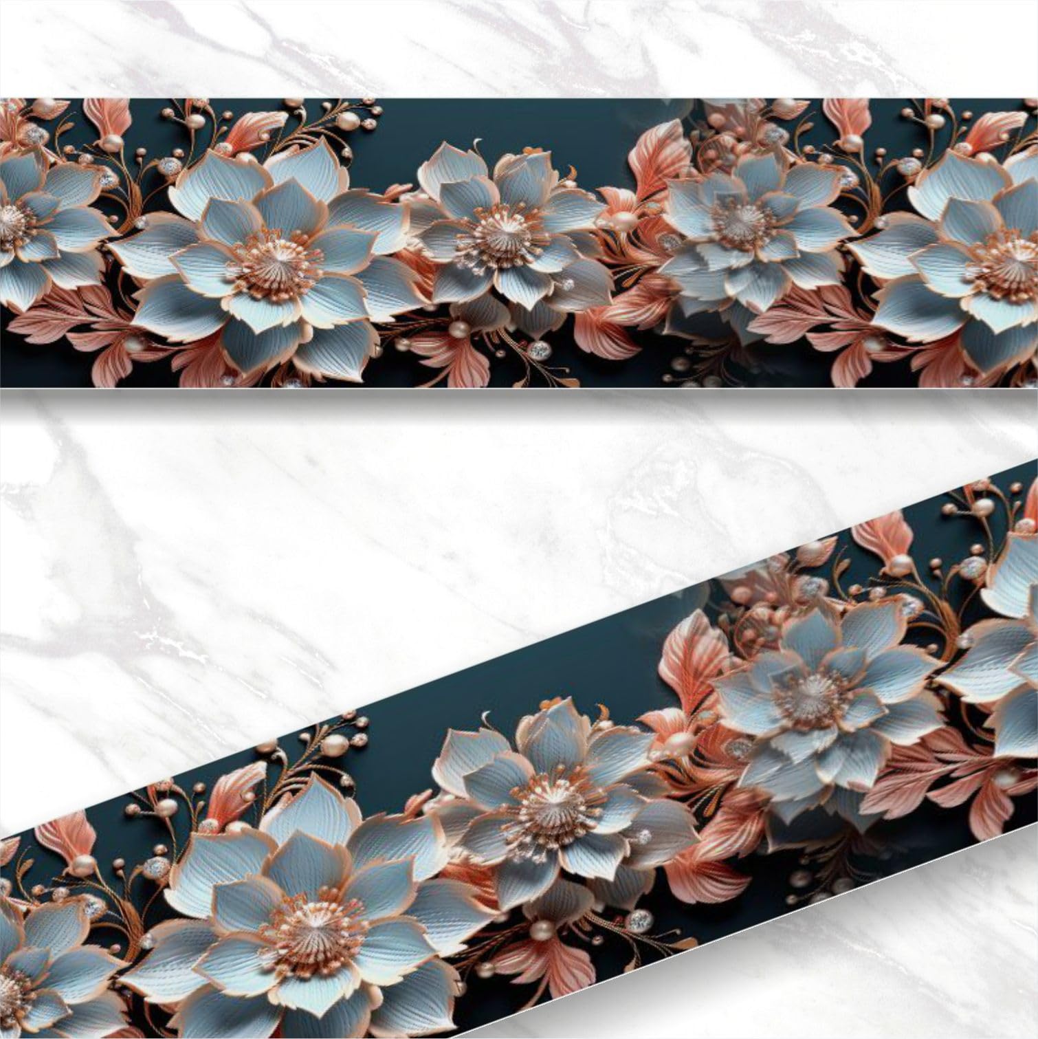 Decals Creation Wall Border Sticker Marble Stone Pattern Matt Finish Waterproof PVC for Kitchen Bathroom Indoor Black Tile Flower Pattern- (120 X 4 Inch Roll) (B0CYXY23FK) Amazon Price History, Amazon Price Tracker