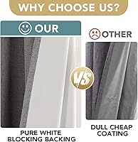 Vista 93 de H.VERSAILTEX Cortinas 100% opacas con aislamiento térmico, texturizadas, de lino, con bloqueo completo de calor y luz, para sala de estar y Negro