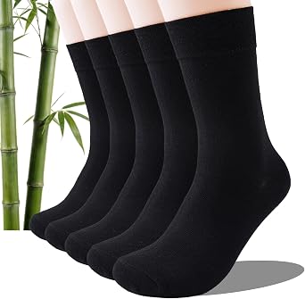 Men's Bamboo Socks - 5 Pack Breathable Crew Business Socks