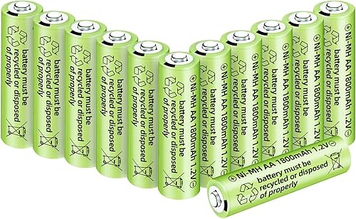 Fytoo 12 pilas AA Ni-MH de 1.2 V 1800 mAh para micrófono inalámbrico, juguetes eléctricos, mouse de control remoto, calculadora, afeitadora,