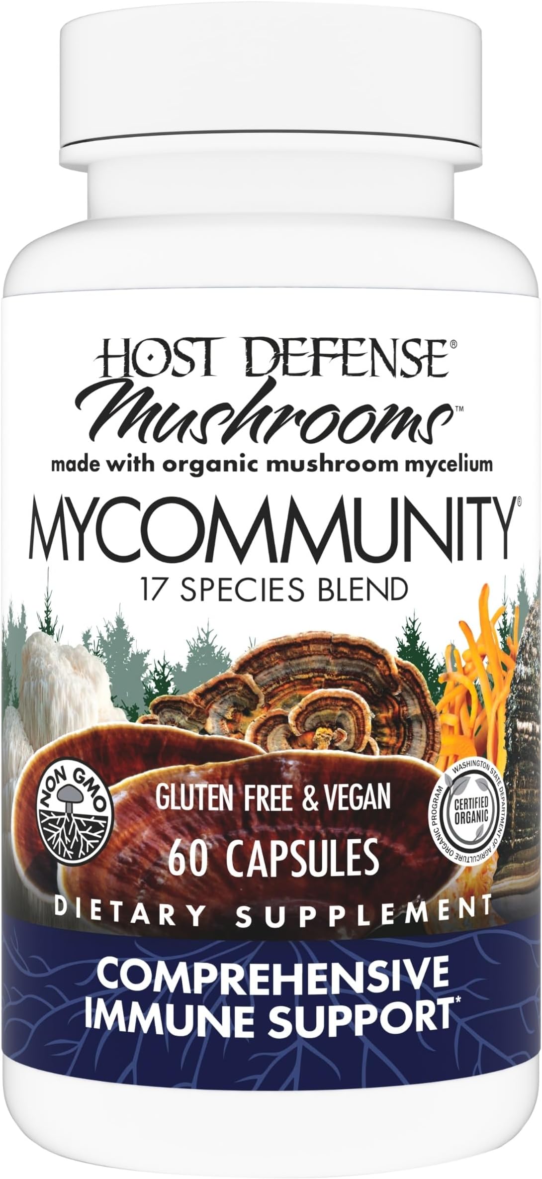 Fungi Perfecti Host Defense My Community Capsules, 60 Count, 3.2-Ounce