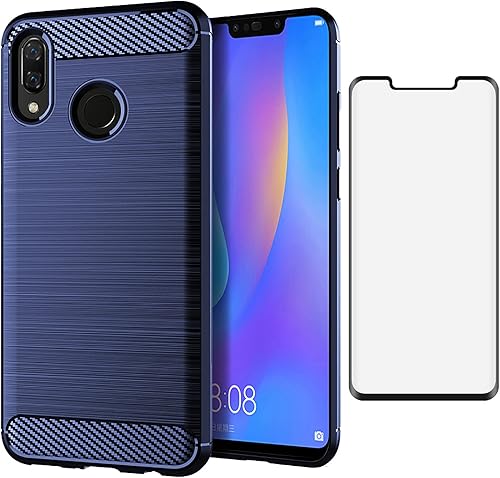 Asuwish Funda compatible con Huawei Nova 3i y protector de pantalla de vidrio templado, accesorios de silicona suave para Huwai P Smart Plus Hawaii