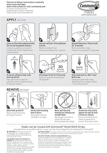 Miniatura 9 de Command Ganchos de diseño pequeños, con capacidad para hasta 1 libra, total 16 ganchos de pared con 32 tiras Command (paquete de 2 de 8 ganchos),