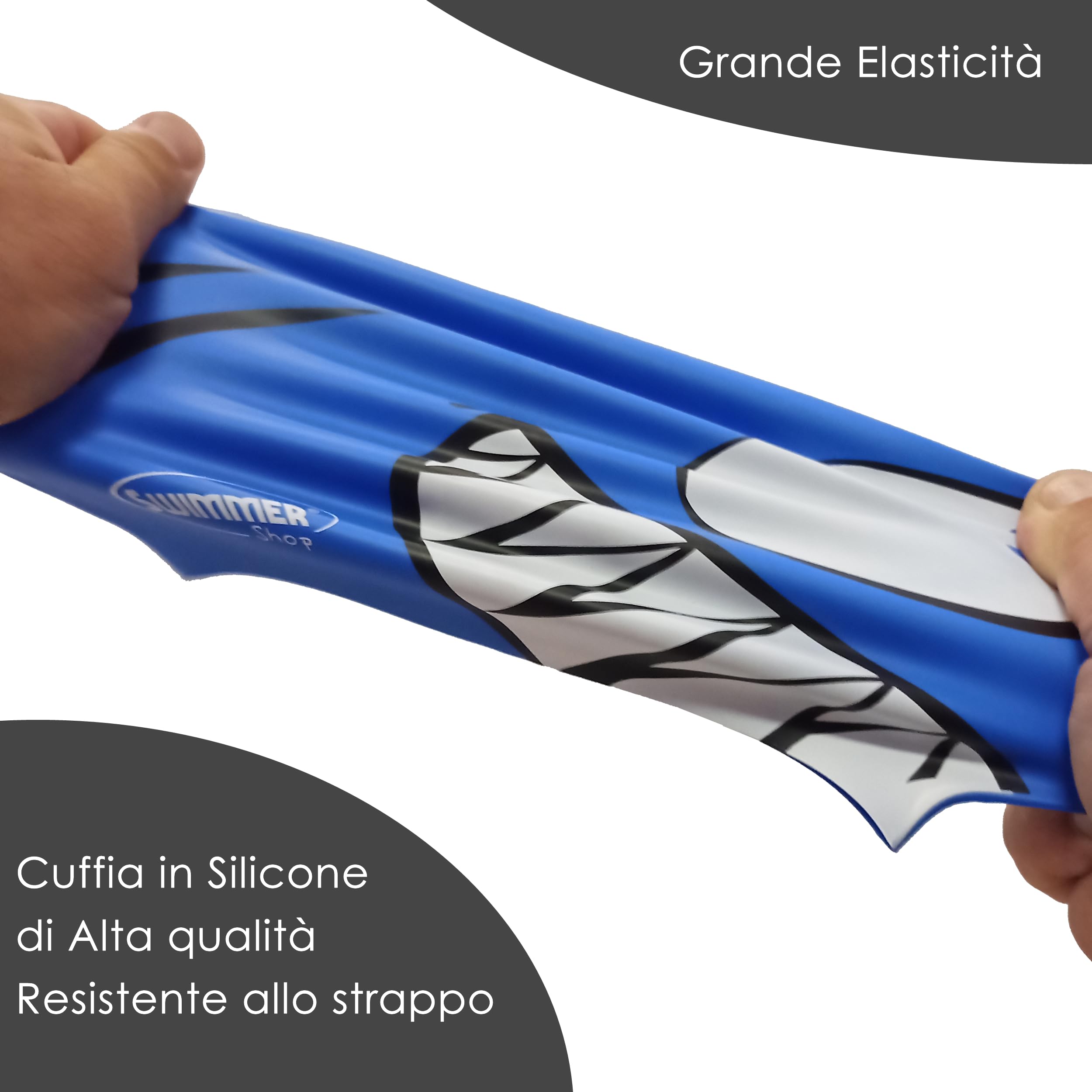 Cuffia Piscina Bambino e Bambina Cuffia Nuoto in Silicone di alta qualità Resistente agli strappi, Cuffia Piscina Simpatica a Forma di Squalo Adatta anche per Adulti