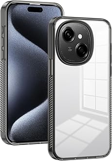 Compatible with Tecno Spark Go 2 Case, Tecno Pop 9 4G, Spark Go 2025 Transparent Hard Acrylic pc Hard Back Plate Shockproof Protective Case Black