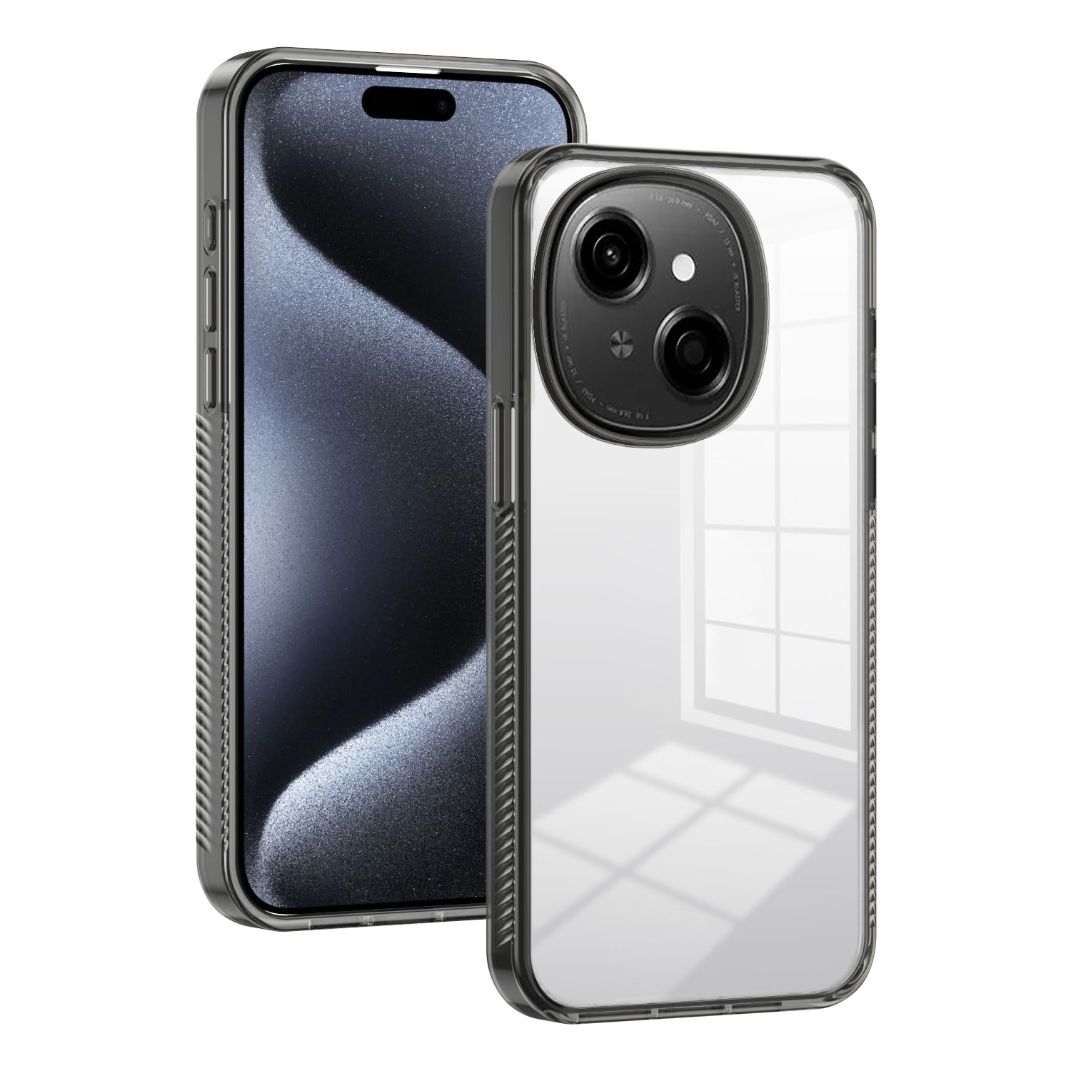Compatible with Tecno Spark Go 2 Case, Tecno Pop 9 4G, Spark Go 2025 Transparent Hard Acrylic pc Hard Back Plate Shockproof Protective Case Black