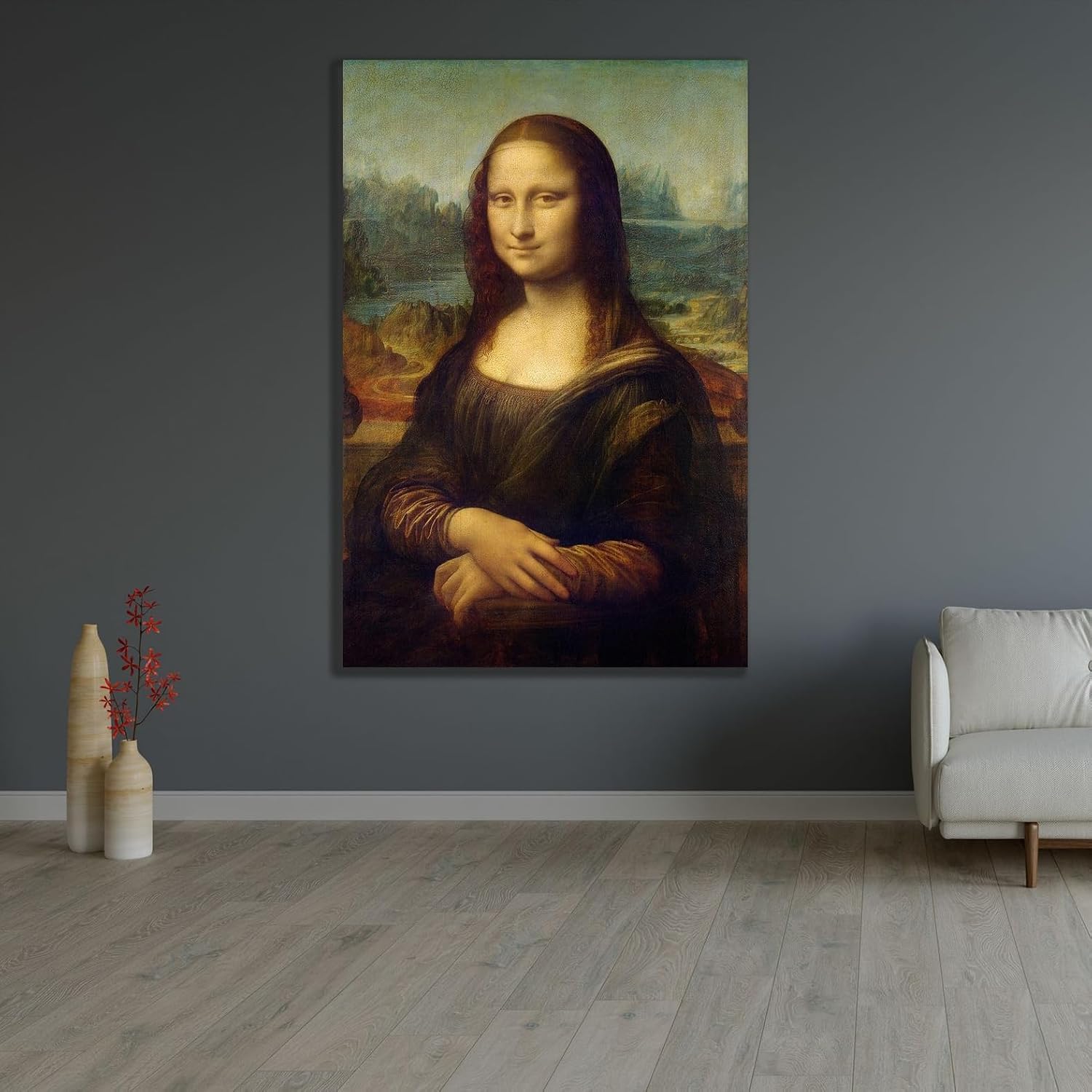 ArtDirect Mona Lisa Custom Framed Art Print Giclee Print or Canvas Options with Various Sizes and Customization by Da Vinci, Leonardo