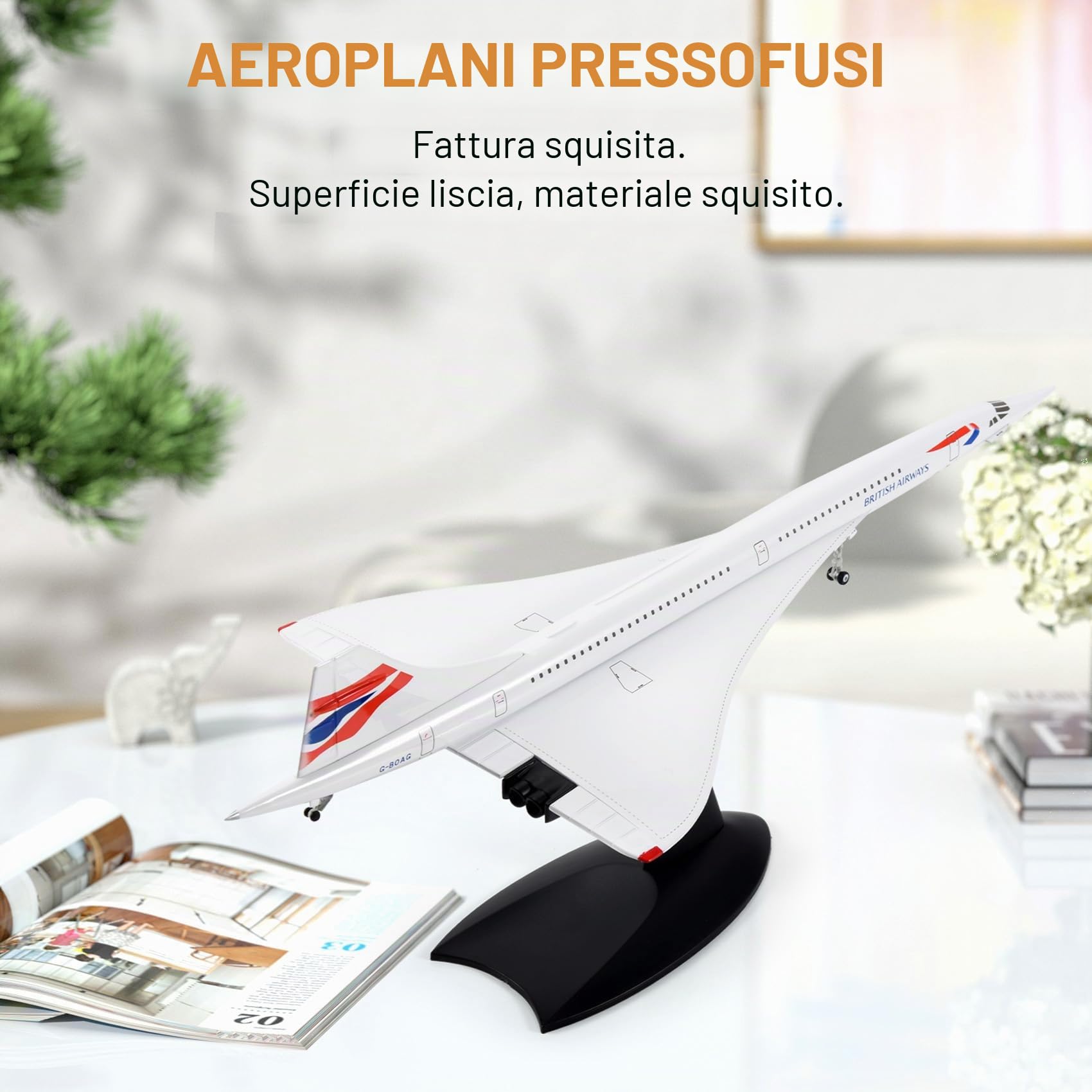 Concorde - Modello di aereo passeggeri supersonico - Scala 1/200 - Ideale per collezionisti e decorazione