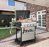 4-Burner Propane Gas BBQ Grill 49200BTU Output With...