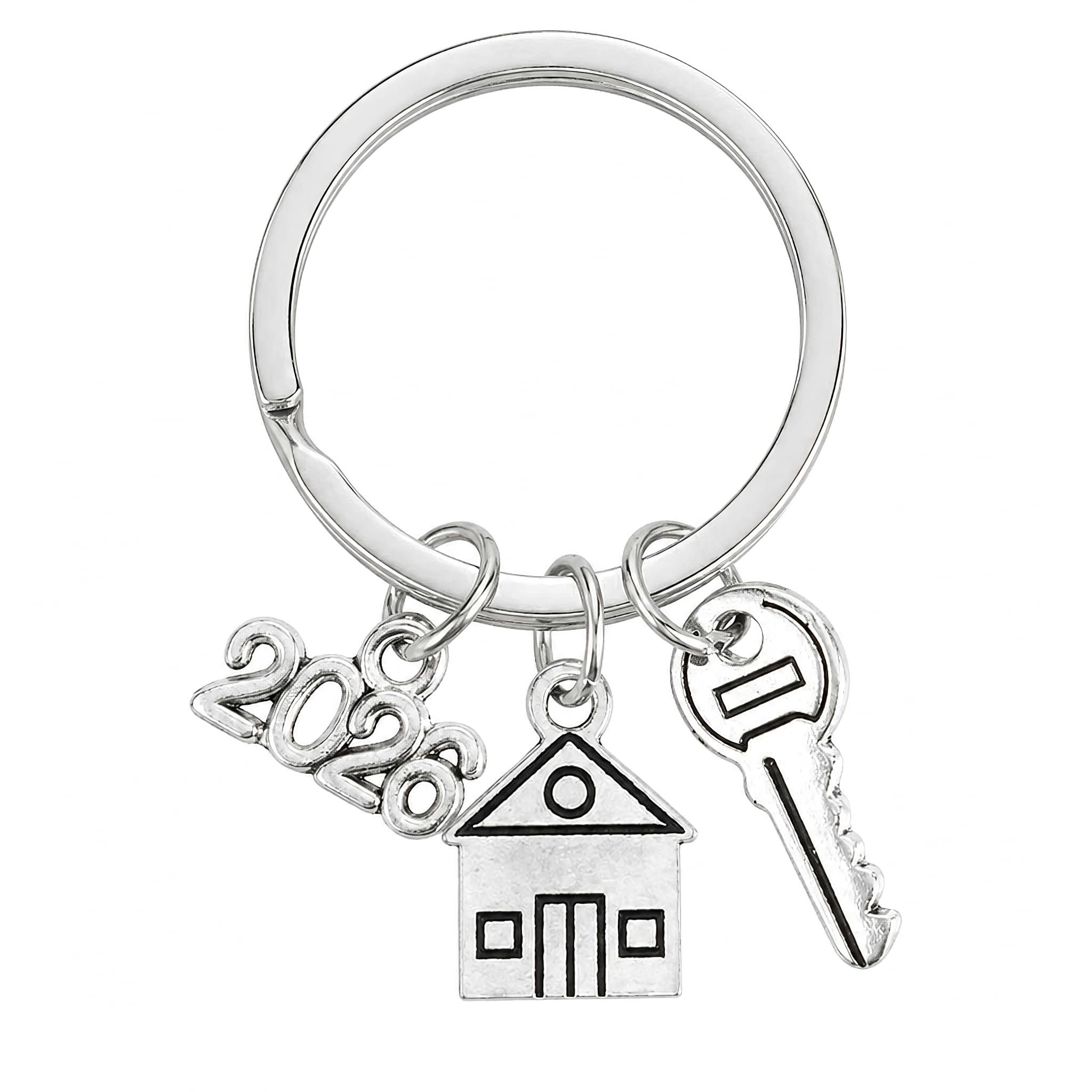 Zyssby New Home Keyring,2026 Cute First Home Keyring,Metal Silver House Keyrings,Mini New Homes Gifts,for Couples Happy Housewarming Present Welcome Homes Keyrings as Keepsake and Party Favors
