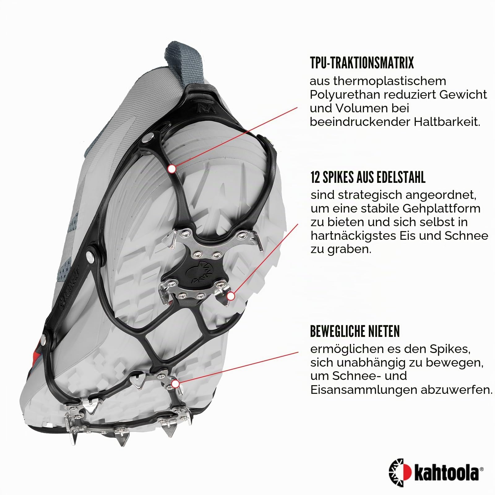 Kahtoola MICROspikes Ghost Winterschuhe Traktion, ultraleichte Eisgriffe mit 12 Spikes für Trail Running, Wandern & Walking auf eisigem & gemischtem Gelände