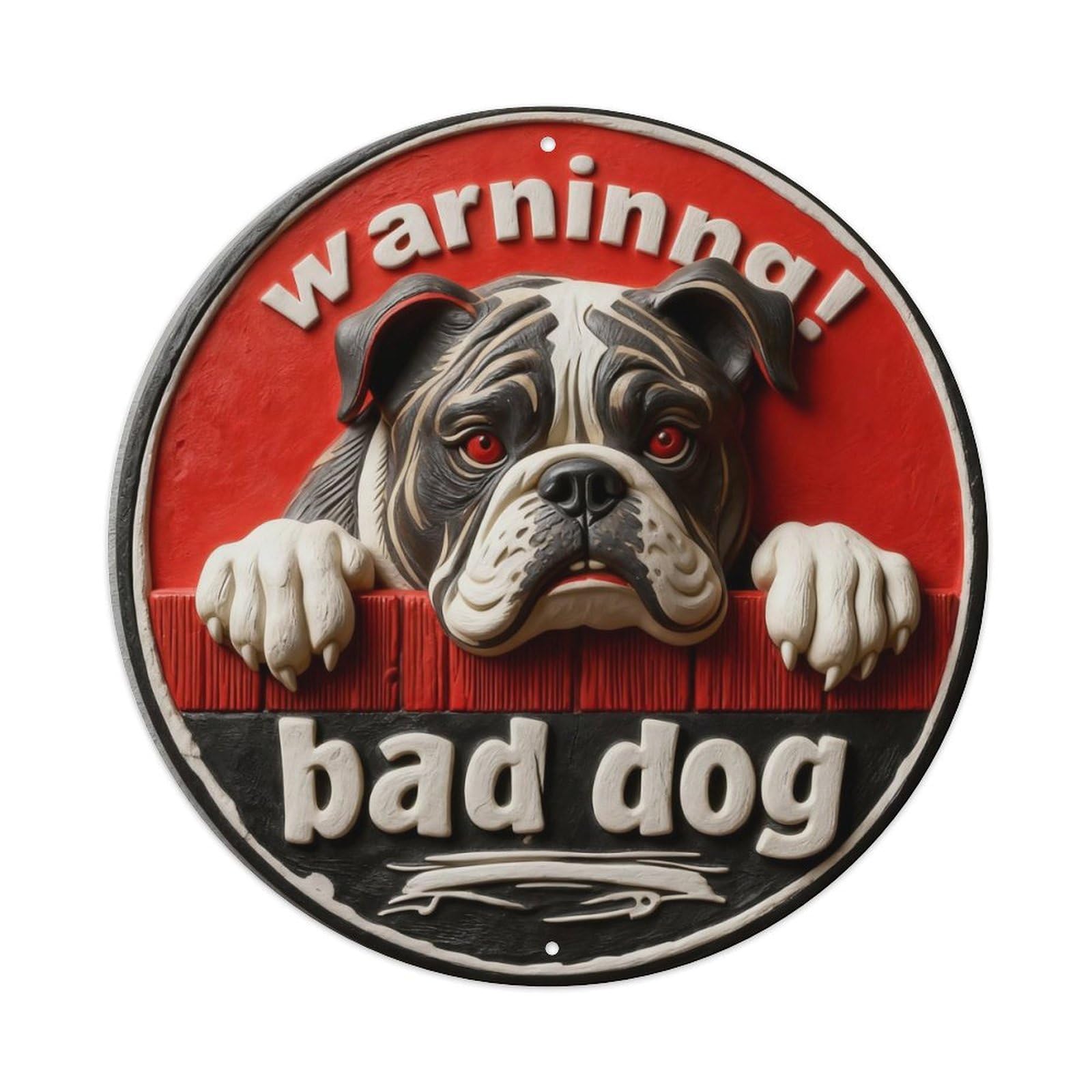 Zlatcbu Vintage Warning Bad Dog Bulldog Alert Sign Metal Tin Sign Retro Wall Art Poster, Decor For Home Living Room Bar Cafe Garage, 8X8 Inch