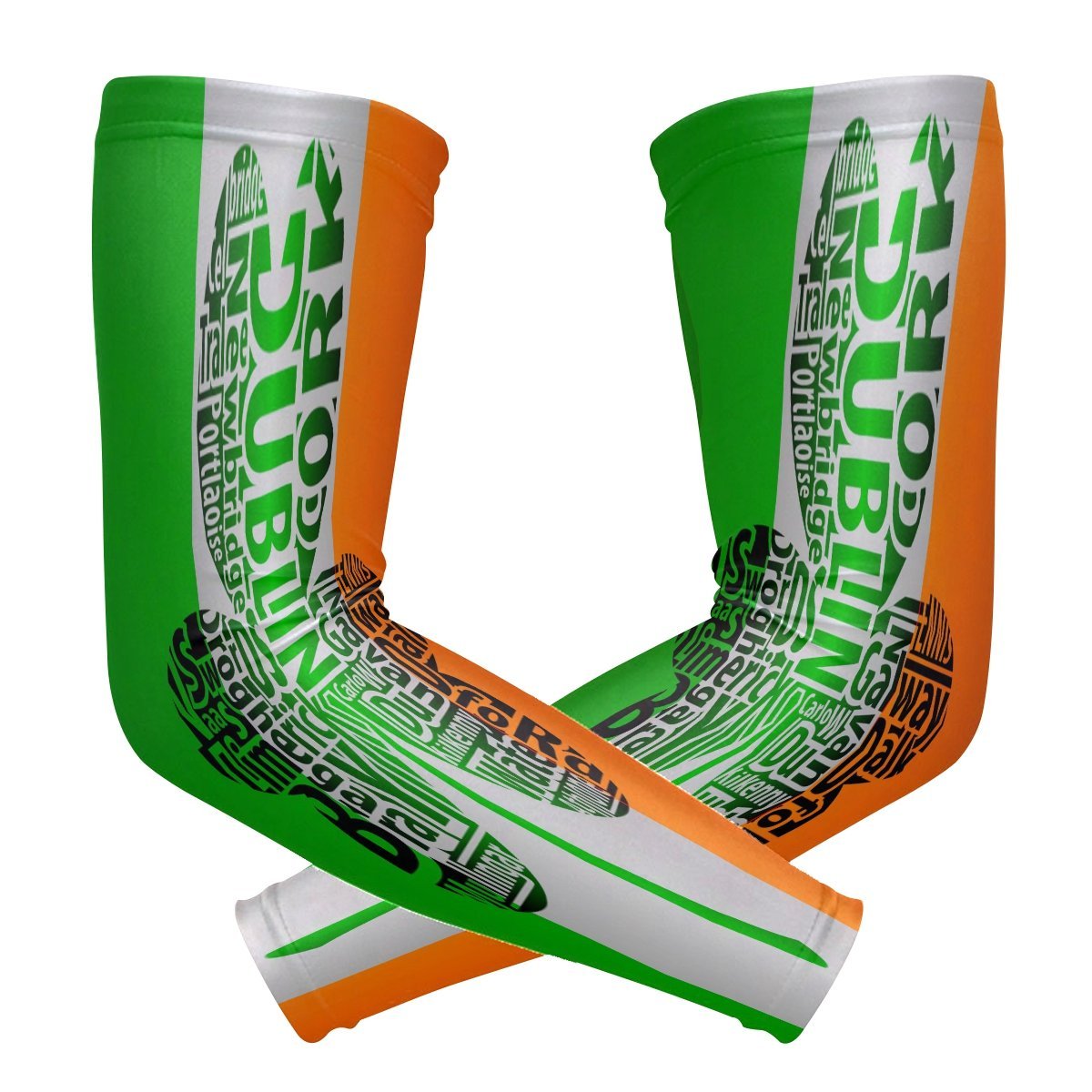 ZZKKO Ireland Flag Shamrock Cooling Arm Sleeves Cover Uv Sun Protection for Men Women Running Golf Cycling Arm Warmer Sleeves 1 Pair