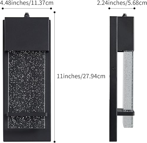 Miniatura 6 de Yisuro Luces de porche del anochecer al amanecer, moderno aplique de pared negro con LED de burbuja de cristal, accesorio de iluminación al aire