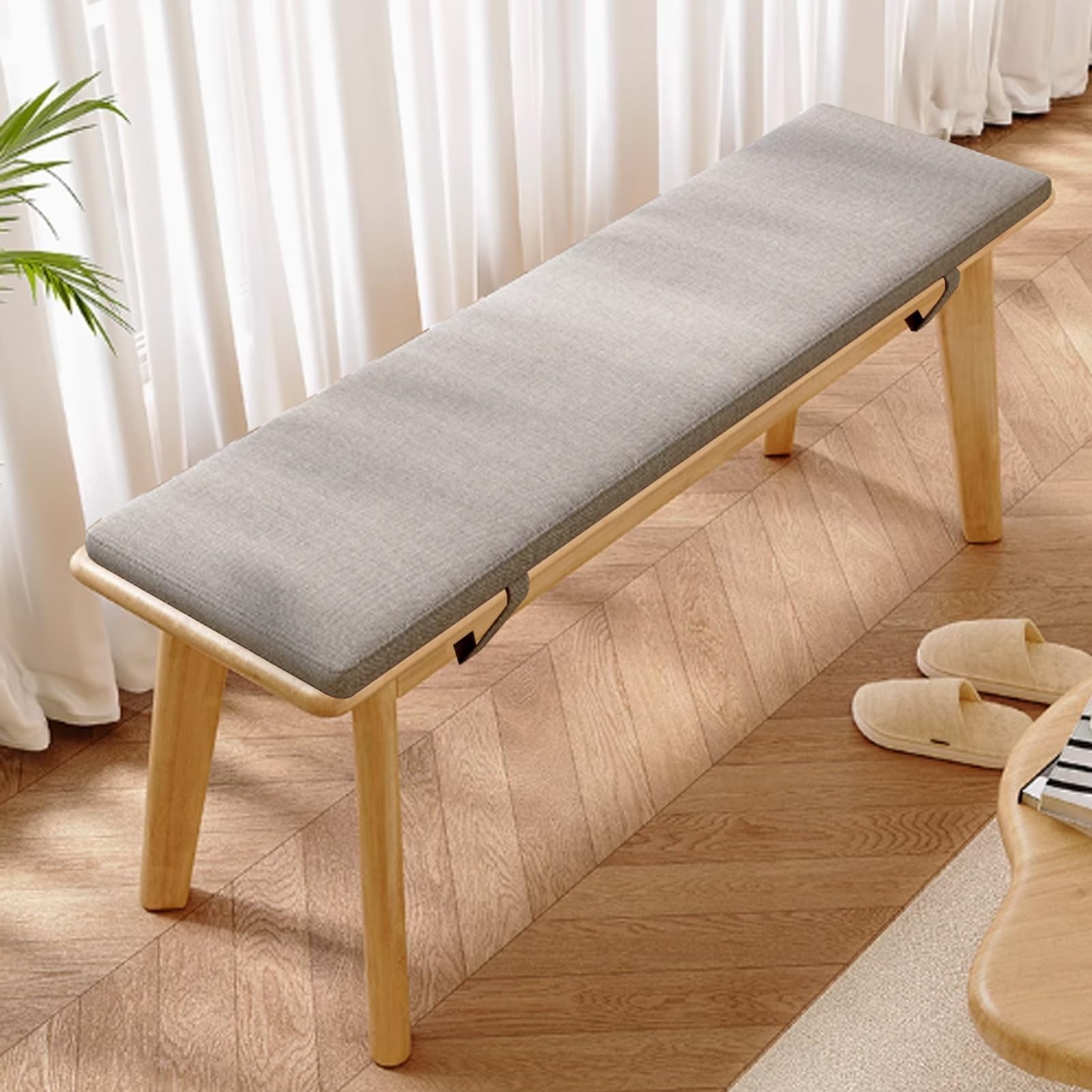 Banc en bois de ferme rembourré pour salon et salle à manger