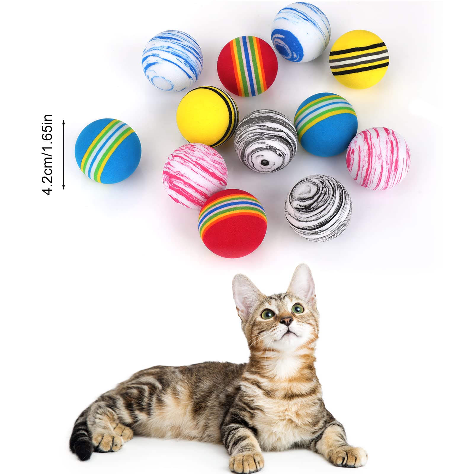 12 Palline Arcobaleno In Schiuma Per Gatti - Giocattoli Mentali E Esercizio Indoor