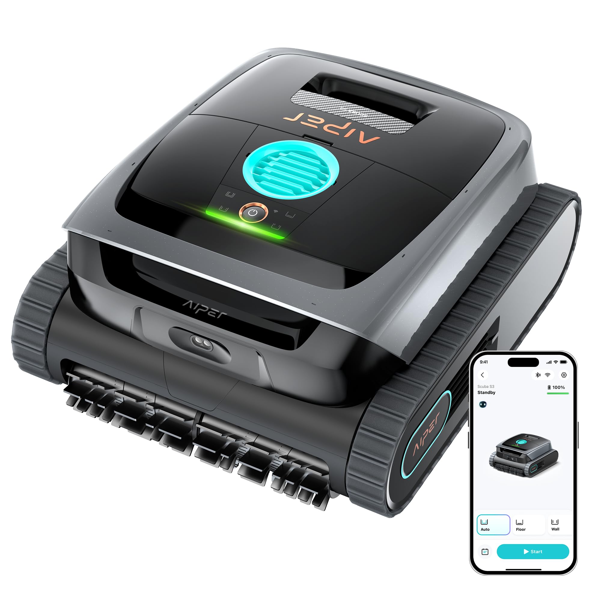 Aiper Scuba S3, Robot pulisci piscina adatto a piscine interrate, senza fili 18,1m³/h fino a 150m²