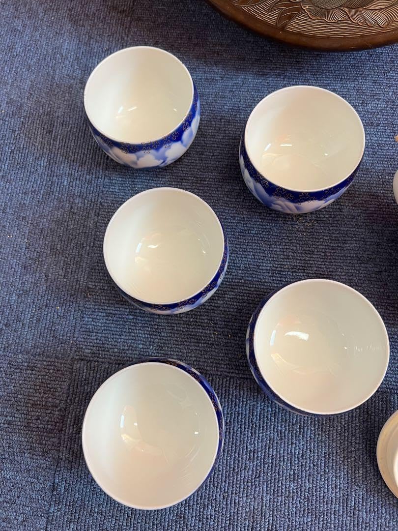 Amazon.co.jp: 987 深川製磁 牡丹金ミル 茶器セット 急須1 湯呑5 茶櫃 