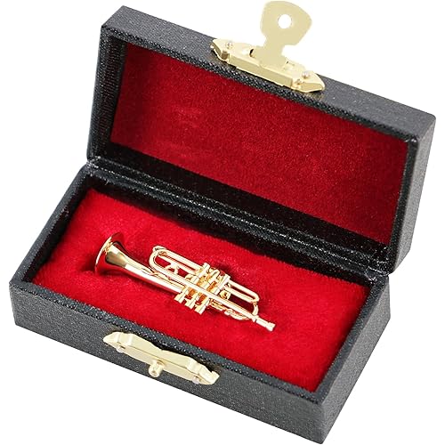 EASTROCK Miniature Trumpet Brooch Pin, Mini Trumpet Pin Fashion Lapel Brooch for Men Women with Case Musical Gift Birthday Gift