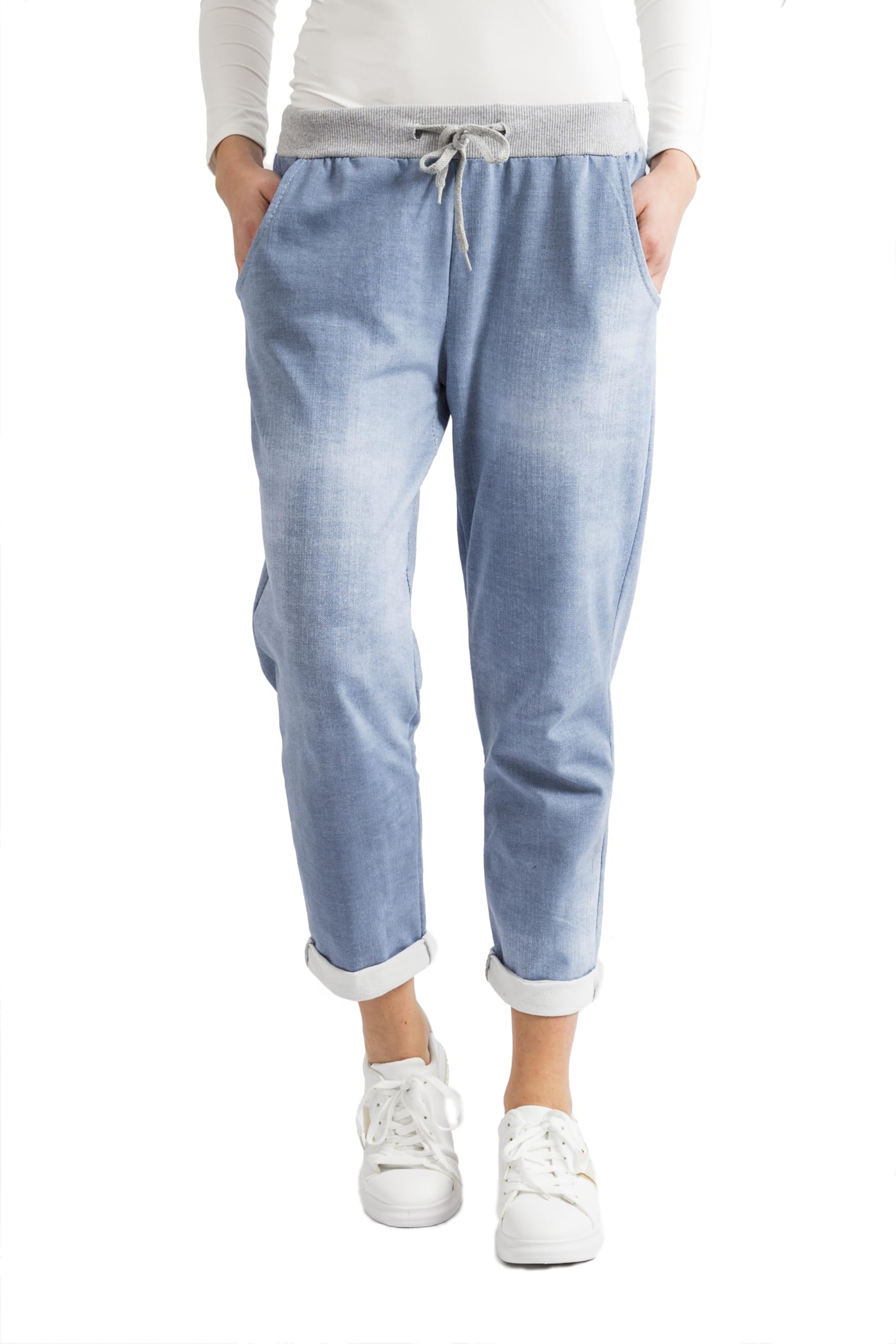 Damen Jogginghose, Bequeme Sweatpants im Boyfriend-Style, Weiche Baumwollmischung, Größen 36 bis 46 Freizeit und Sporthose