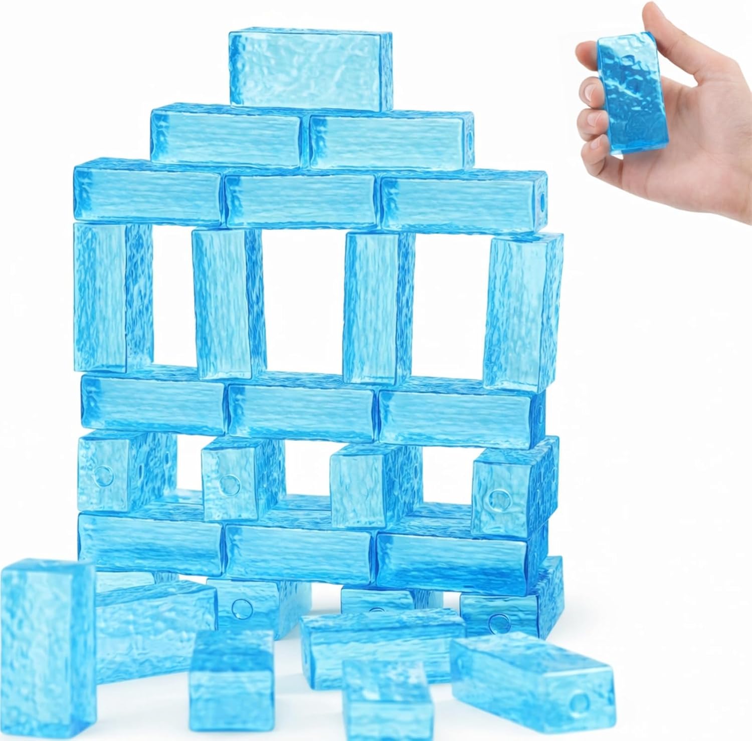 Civaner 36 Pcs Ice Blocks for Kids - Ice Building Blocks Toys Hollow Stacking Bricks Engineering Accessories Gifts for Christmas Winter (Small)