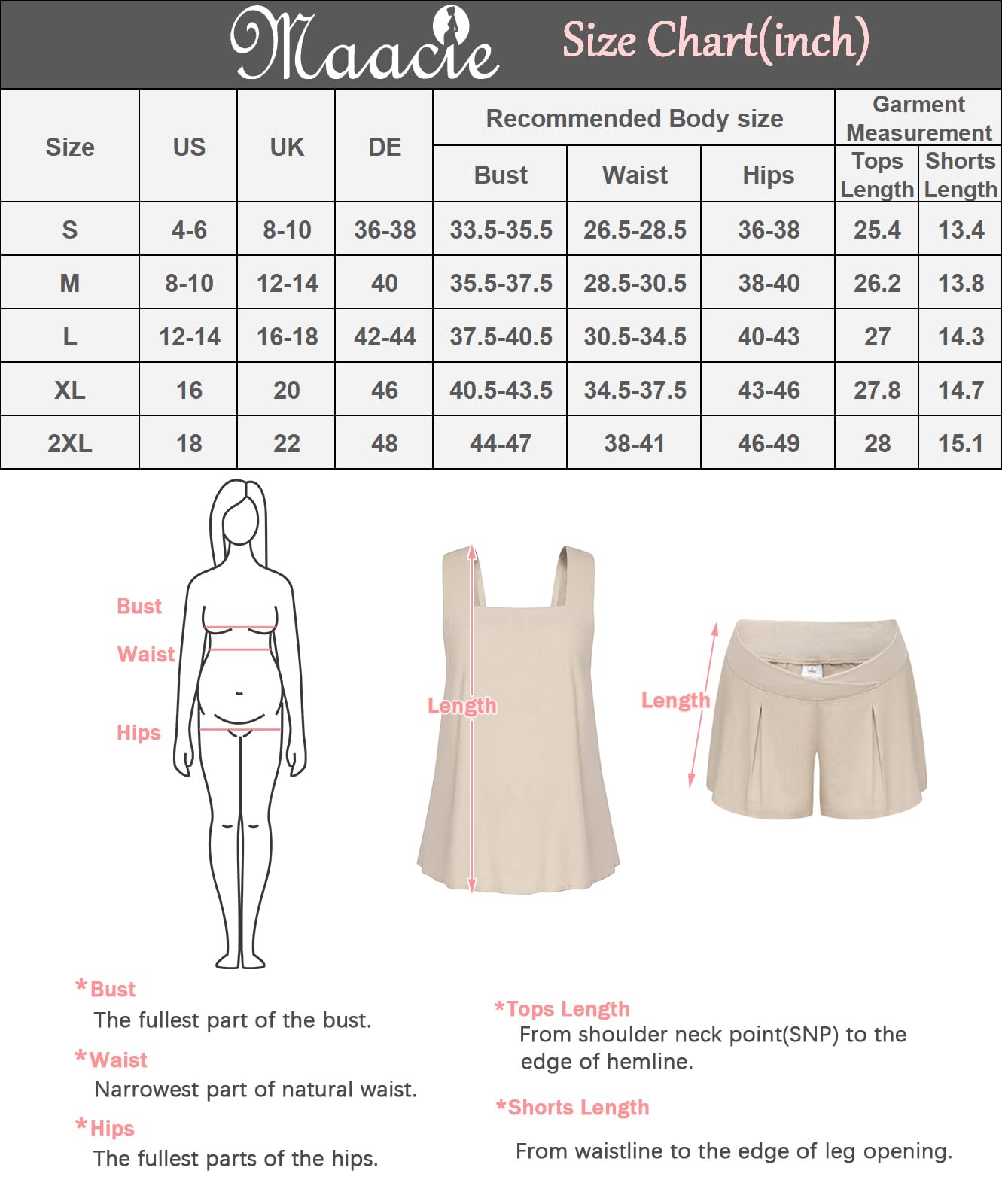 Maacie Completo premaman 2 pezzi pantaloncini estivi in lino canottiere gambe larghe pantaloncini con tasche