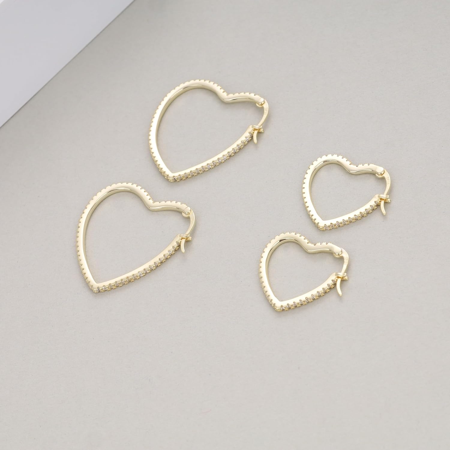 GAVU Gold Plated 925 Sterling Silver Heart Earrings for Women, Gold Heart Hoop Earrings for Women