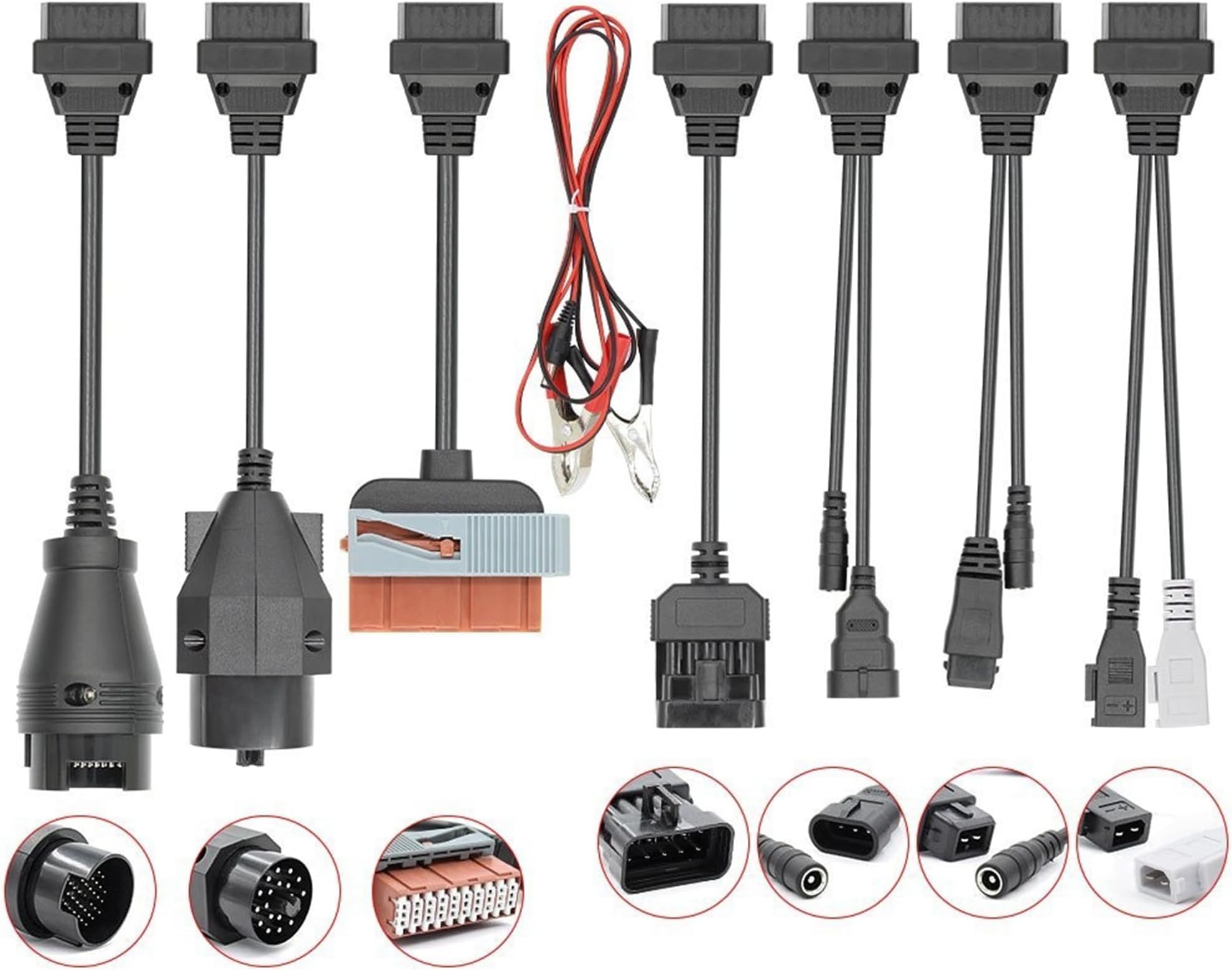 Full Set 8PCS Car Cables for OBD2 Diagnostic Connector 8pcs Car Cables Kit Full Pins Activated Cable Adapters