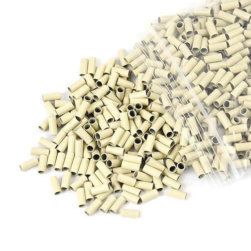 Miniatura 9 de 1000 piezas de tubos de cobre con bloqueo, micro anillos, cuentas para extensiones de cabello humano con punta I, 0.134 x 0.118 x 0.236in (marrón)