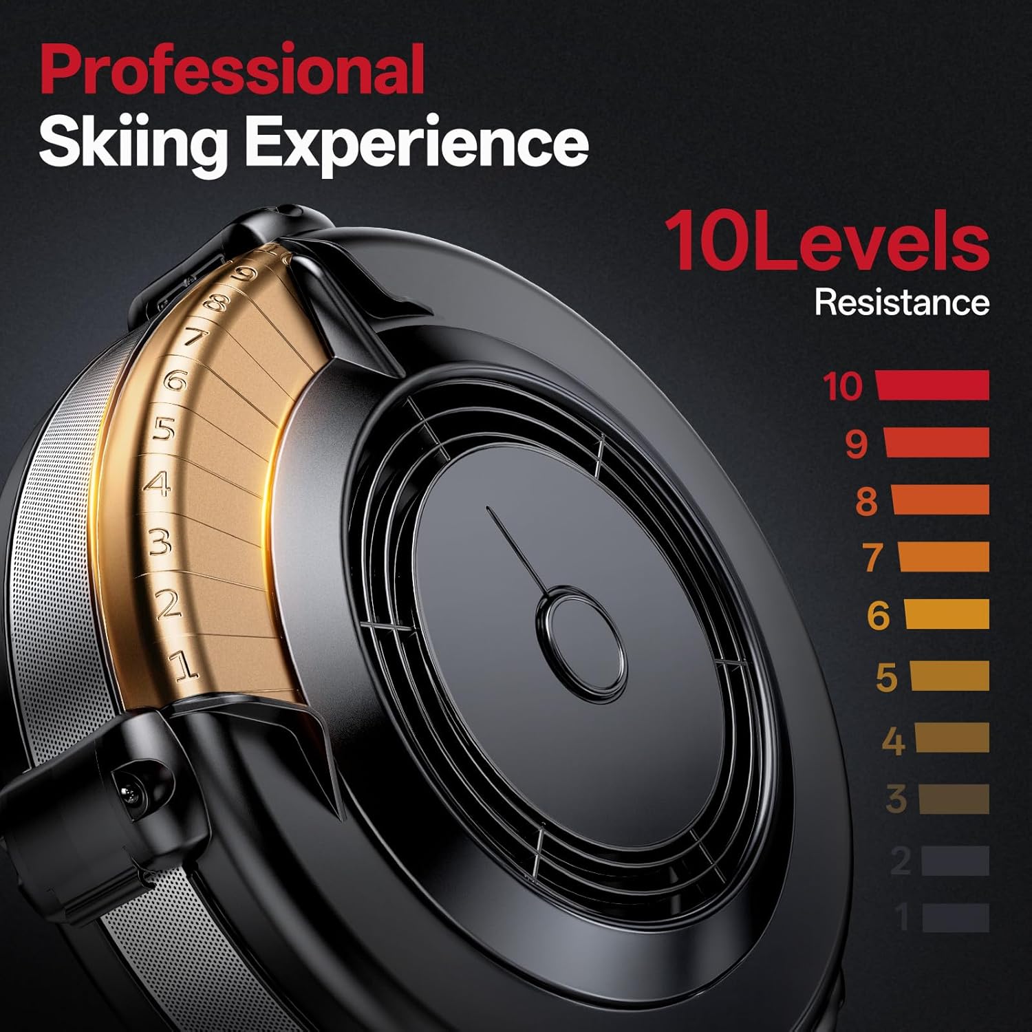 Close-up of the 10-level resistance adjustment dial on the PASYOU SKY80 Ski Trainer.