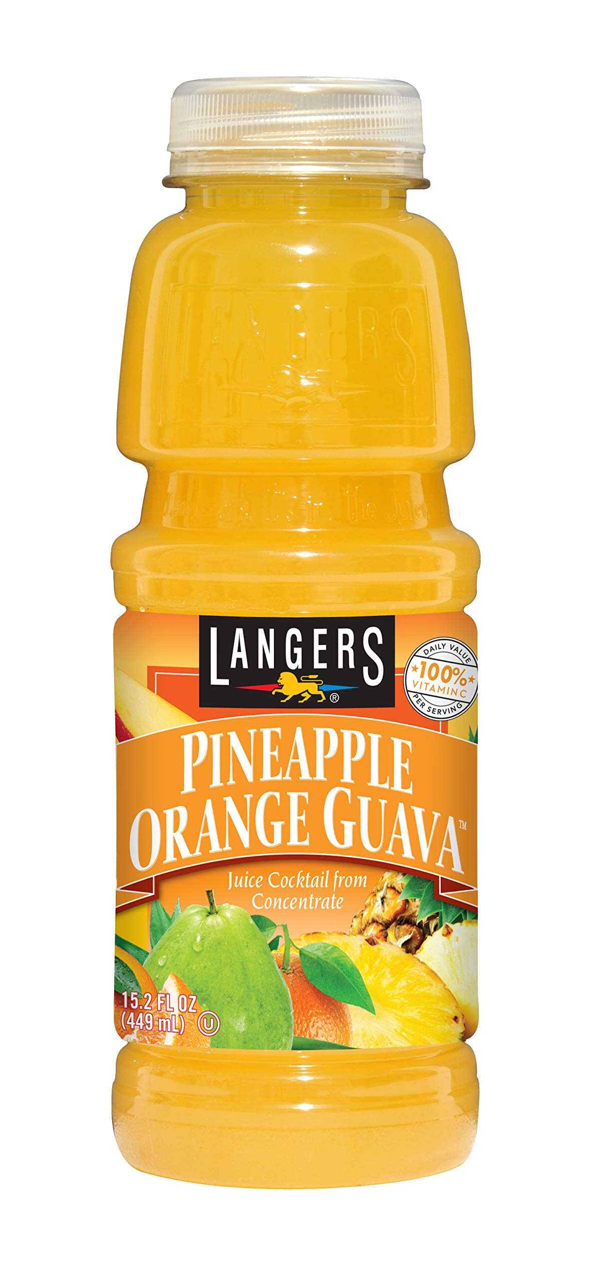 Langers Juice Cocktail, Pineapple Orange Guava, 15.2 Fl Oz (Pack of 12)