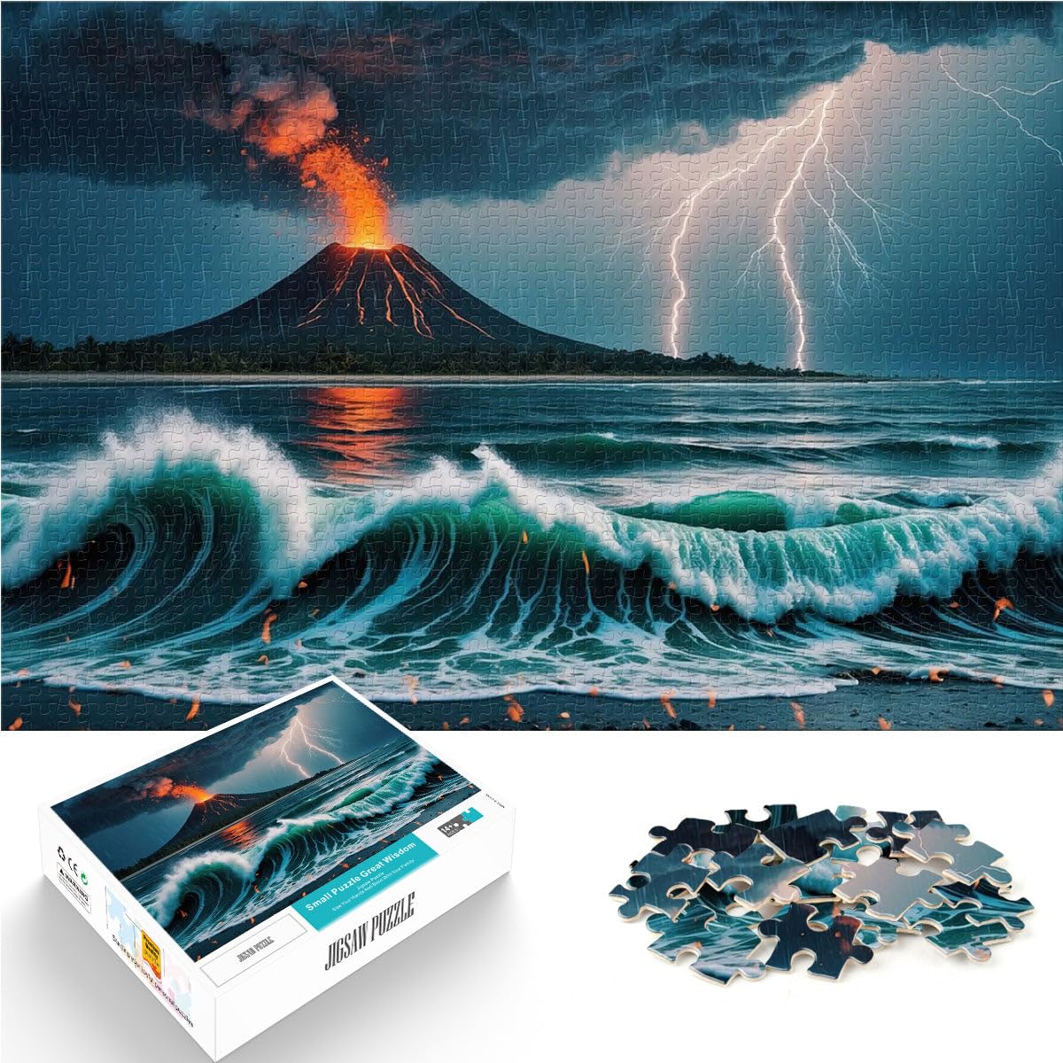 1000 Piece teenager Puzzles Volcano Erupting in Storm Stressabbau-Spielzeug Angebot als Geschenk für die ganze Familie52x38cm — image 1