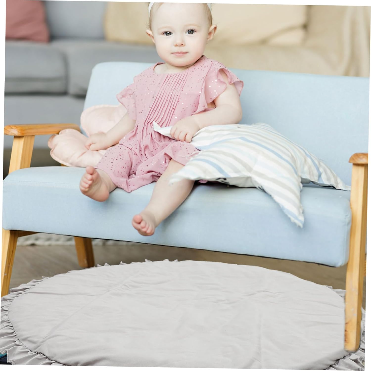 VICASKY Comfortable Crawling Mat for Boy Girl Carpet Solid Color Game Pad for Tummy and Crawling Safe for Skin